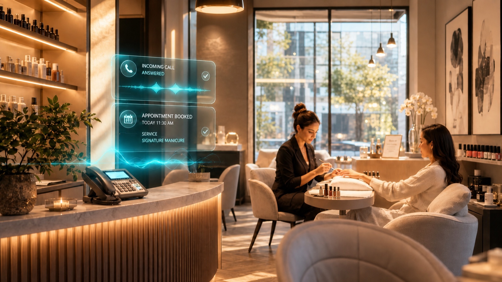 A business team supported by an AI receptionist