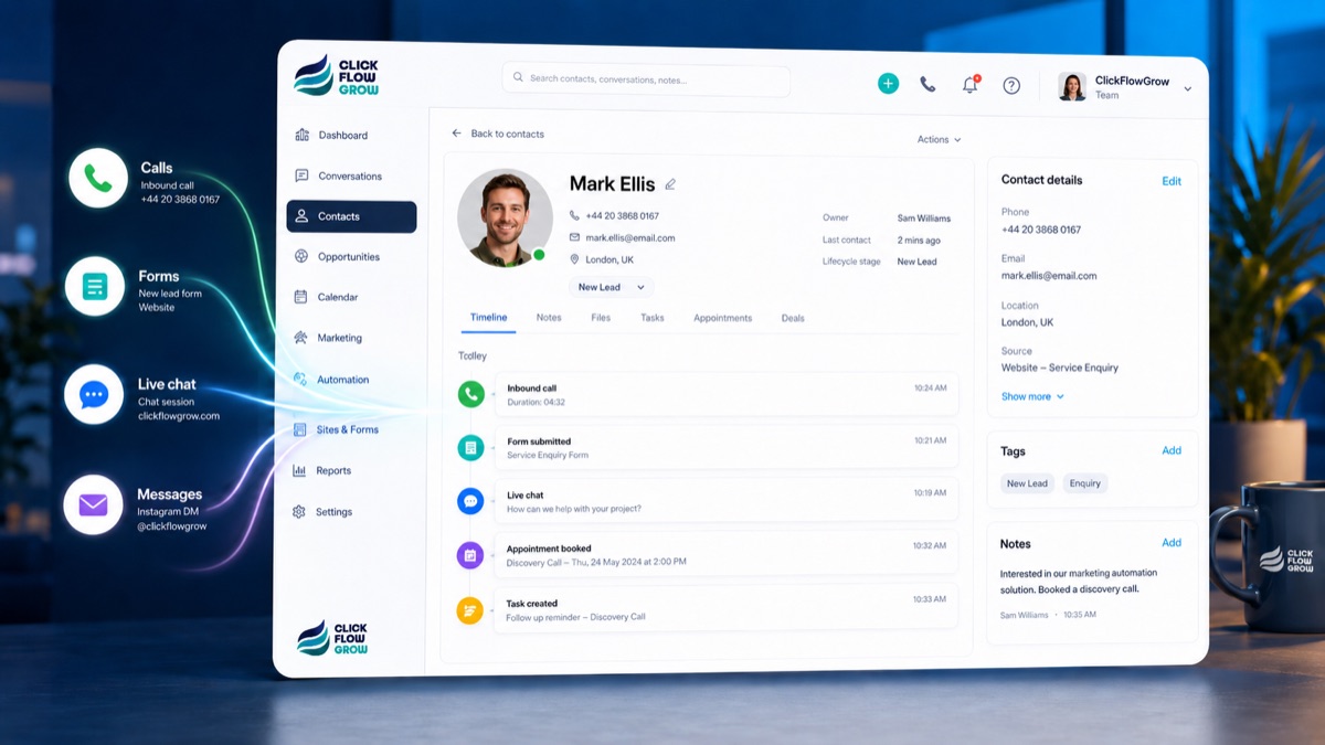 Connected CRM customer timeline